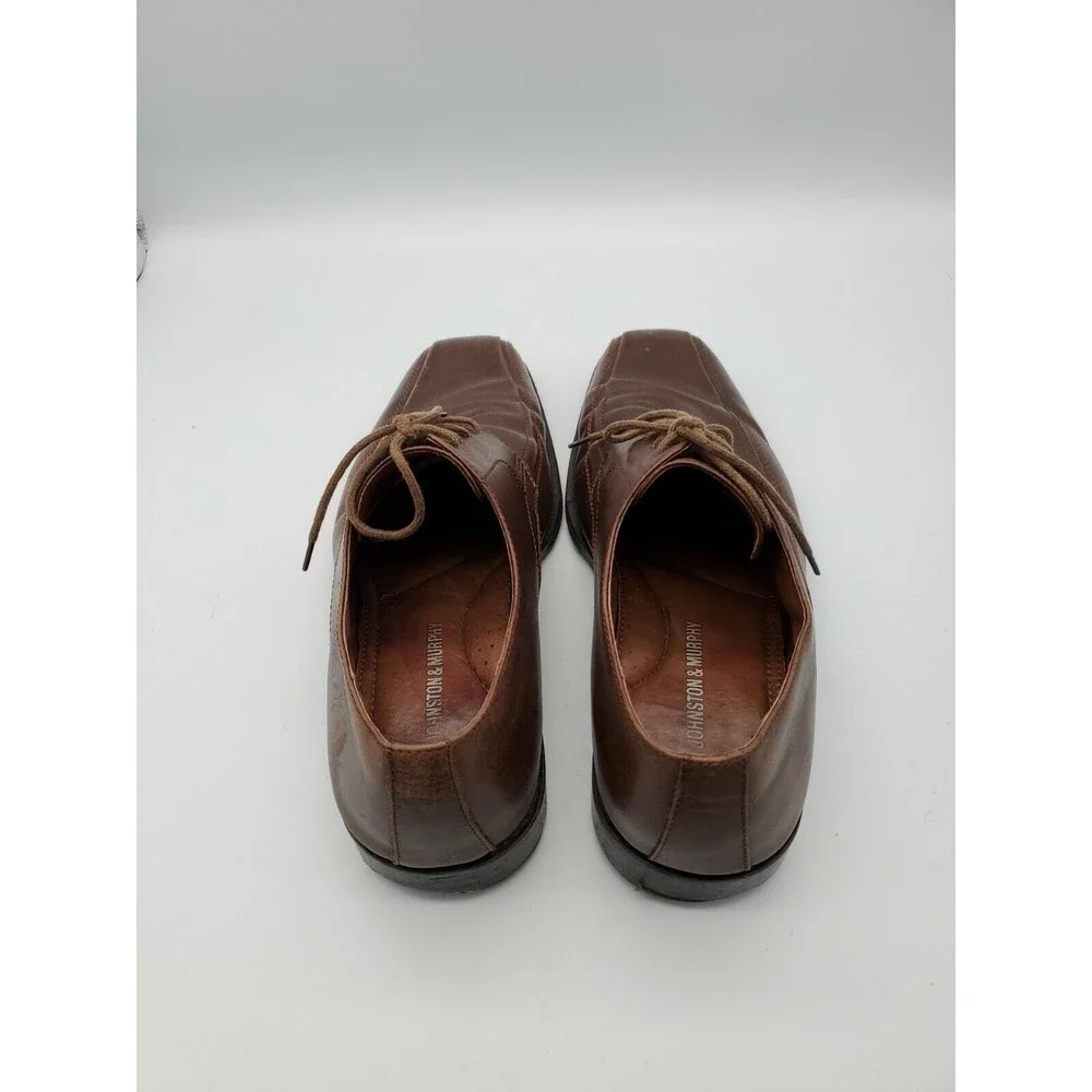 JOHNSTON & MURPHY Men's Shoes Bicycle Toe Oxfords Sz 9.5 M Brown Leather